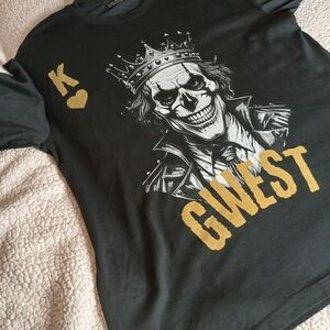 Black Graphic T-Shirt with Gold Print